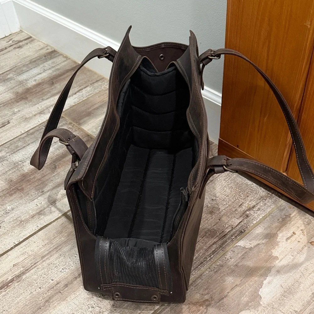 Elegant Brown Leather Pet Purse
